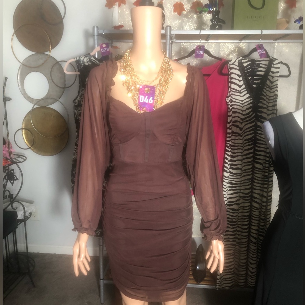 Sexy Brown Bodycon Dress Size 1X